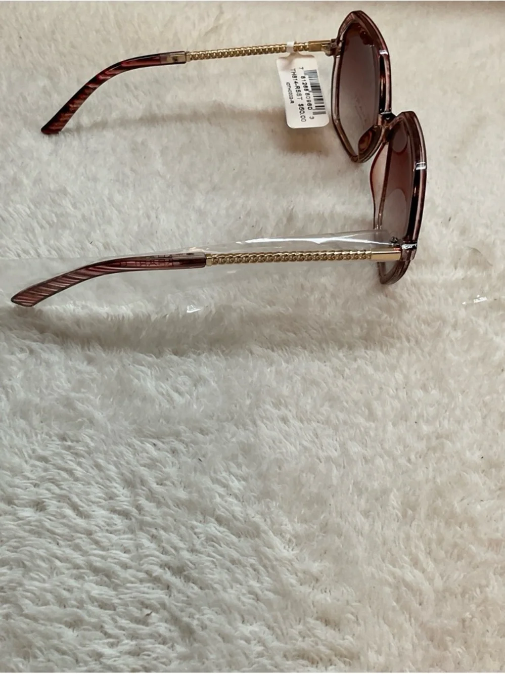 Tahari Pink Gradient Octagonal Sunglasses with Gold Temples